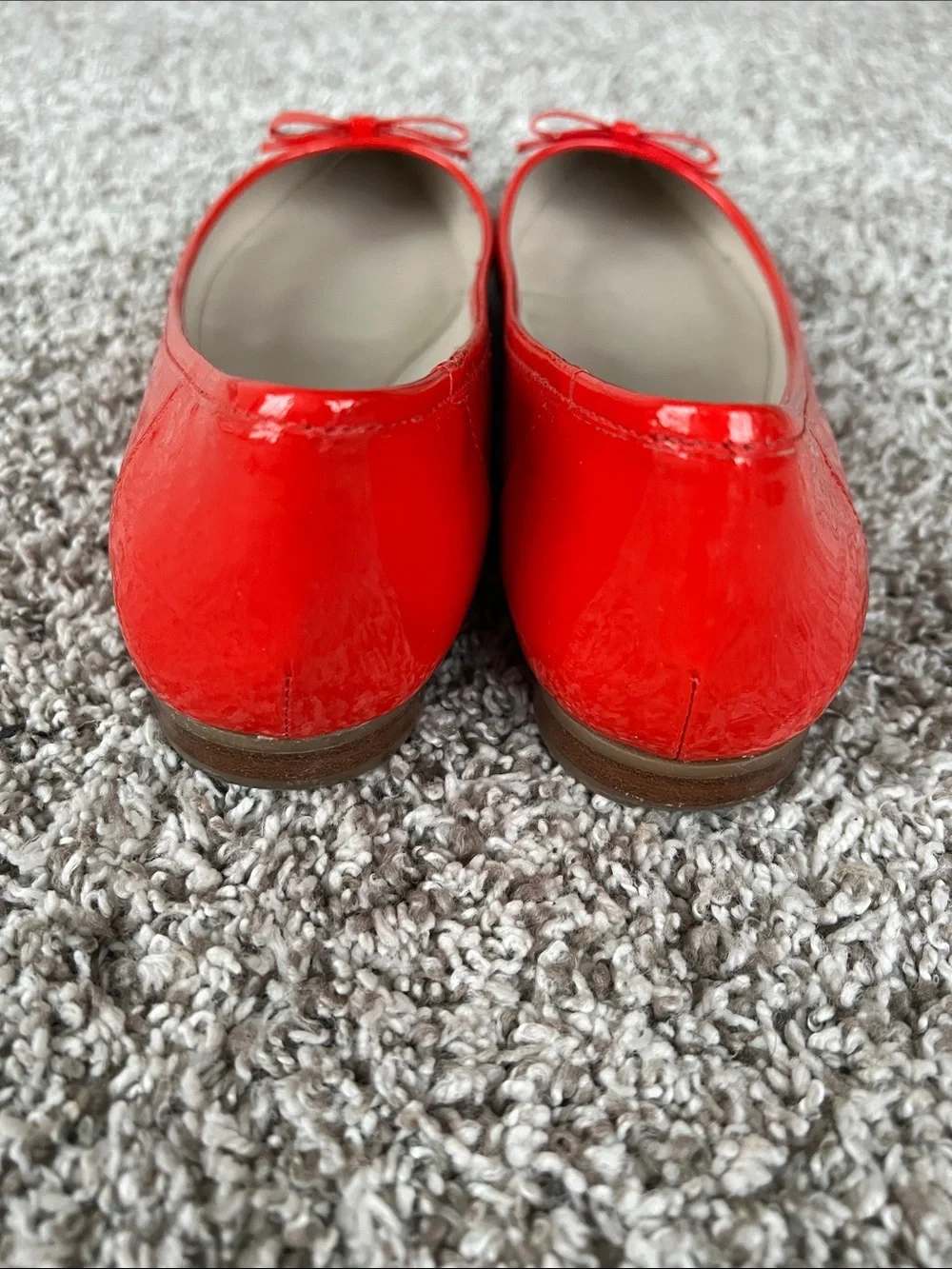 Nine West Women's Red Leather Bow Flats Shoes Size 8.5